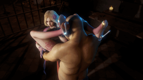[3D/NTR/VAM] 牛头人爱好者:金毛女-落难女王4 性感长腿御姐被丑陋猪头人狠狠的中出播种 [7.6G]-1.gif