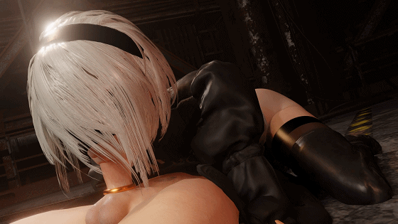 [3D/无修/动态]LazyProcrast 6月新作：2B+深羽 性感女神黑丝足交侍奉 [376.0MB]-2.gif